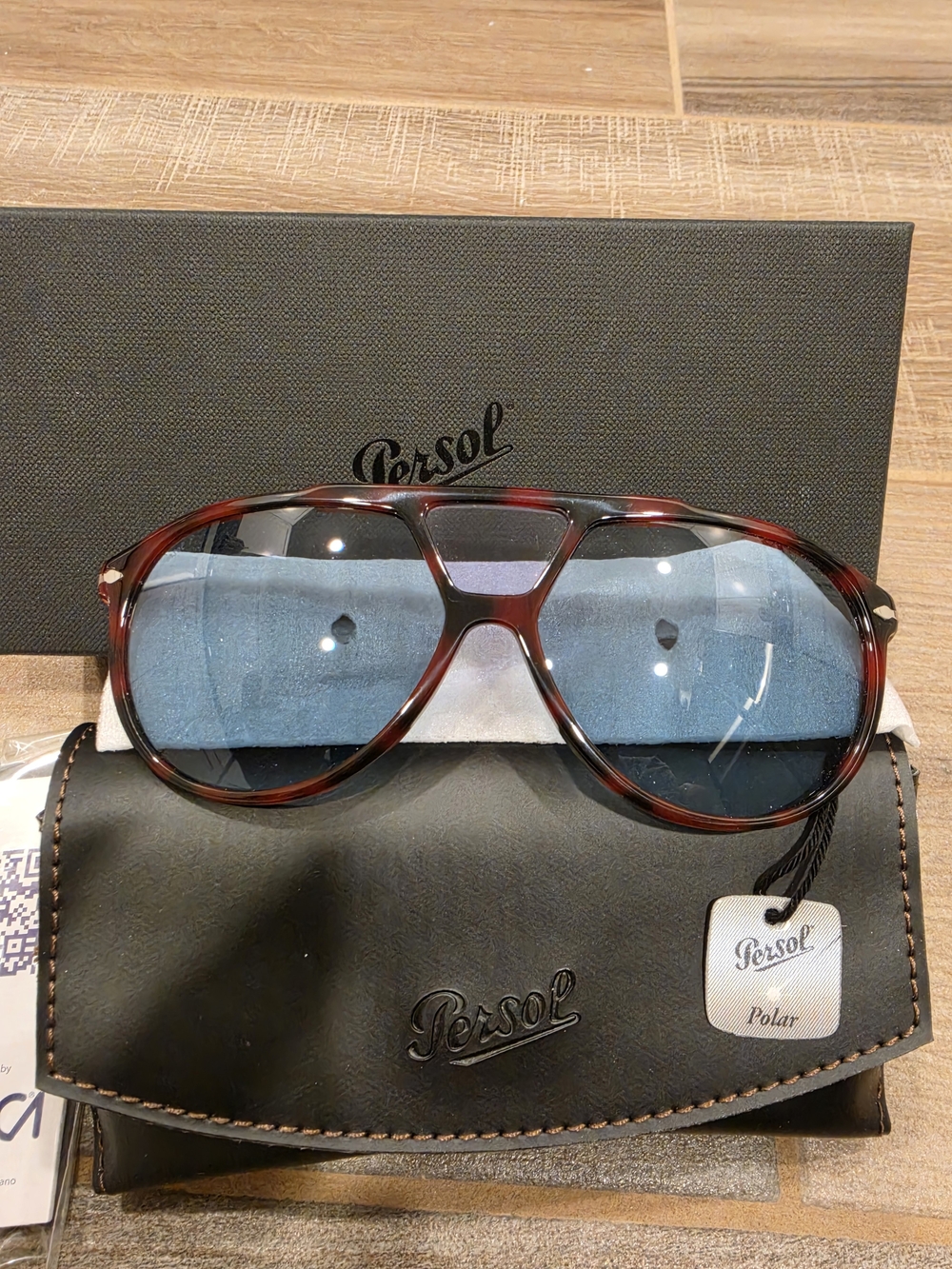 Persol Men’s Polarized Aviator Sunglasses - Tortoiseshell Brown